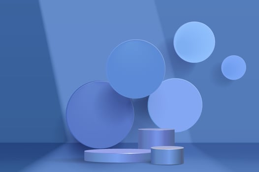 Abstract scene background. Cylinder podium on blue background. Product presentation, mock up, show cosmetic product, Podium, stage pedestal or platform. vector