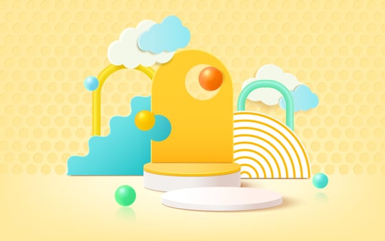 3d rendering podium and abstract geometric with empty space for kids or baby product. vector