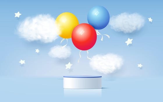 3d rendering podium and cloud scene. vector