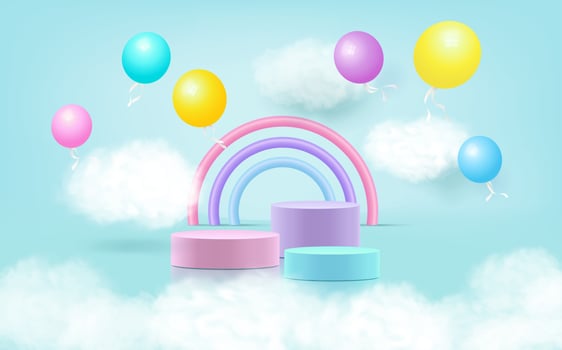 Round podiums for kids product presentation. vector
