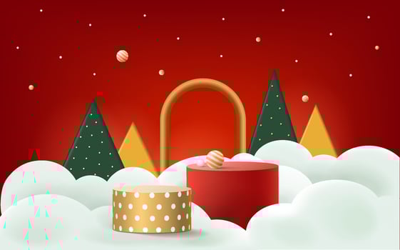 Realistic product podium for winter and christmas vector