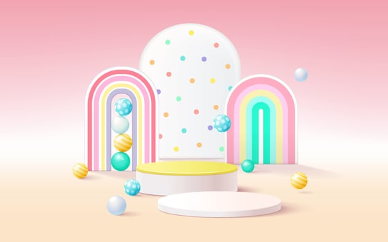 Abstract background, scene for kids product display, 3d rendering. vector