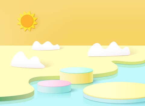 Minimal background mock up with podium for product display. 3d rendering. vector