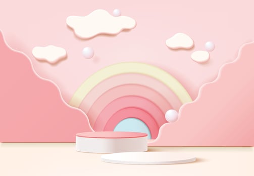 3d rendering of podium and abstract geometric with empty space for kids or baby product. vector