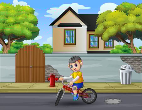 Cyclist driving in the countryside vector