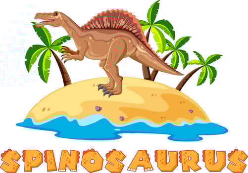 Prehistoric island with spinosaurus vector