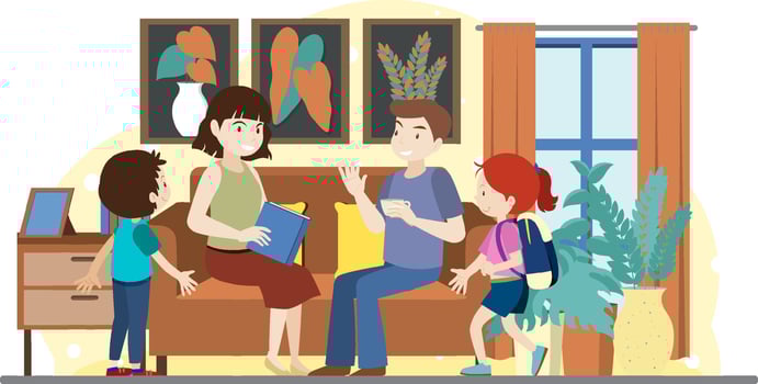 People spending time in the living room vector
