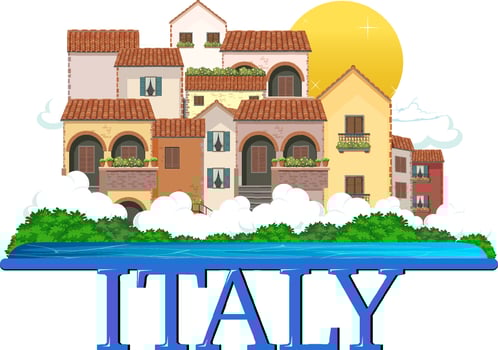 Travel Italy building attraction and landscape icon vector