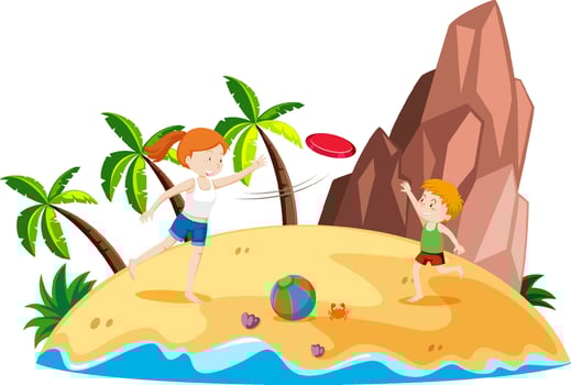 Scene with people on the beach vector