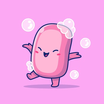 Cute Soap With Bubble Cartoon Vector Icon Illustration.  Healthcare Object Icon Concept Isolated Premium Vector. Flat  Cartoon Style
