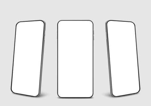Realistic 3d black smartphone mockup collection isolated on background. modern mobile phone collection with copy space. technology vector illustration