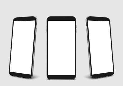 black smartphone mockup set isolated on background. modern mobile phone collection with copy space. technology vector illustration