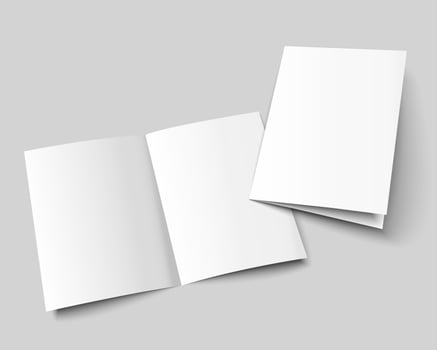 A4 brouchure mock up. A3 half-fold blank template design. Flyer with copy space. 3d vector illustration.