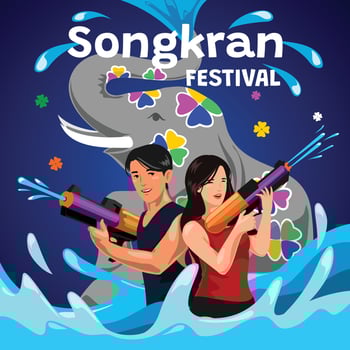 Couples At Songkran Festival vector