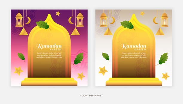 Post Ramadan Sale with Luxury Fullcolor Islamic Religion Style For Social Media Marketing Template vector