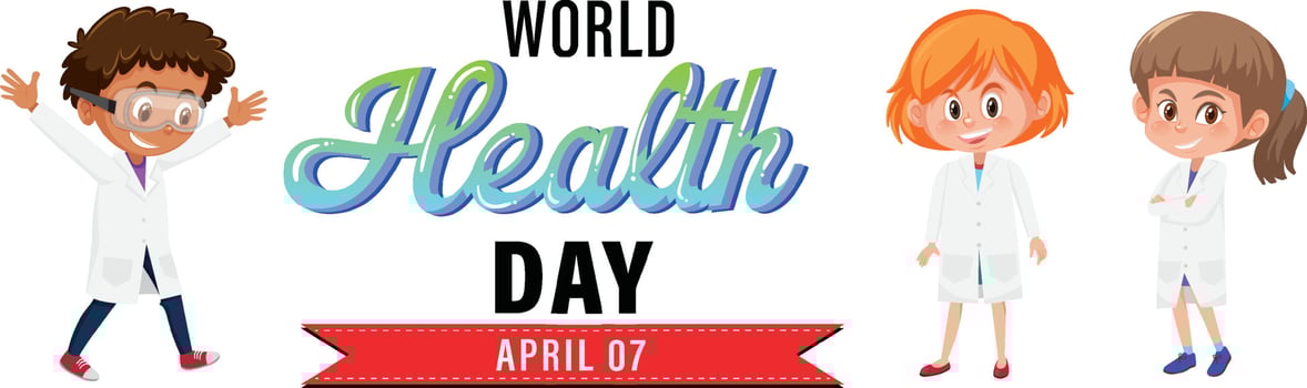 Poster design for world health day with kids vector