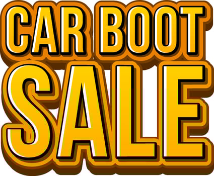 Car boot sale typography design vector