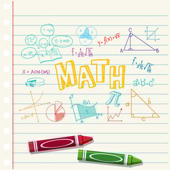 Doodle math formula with Mathematics font on notebook page vector