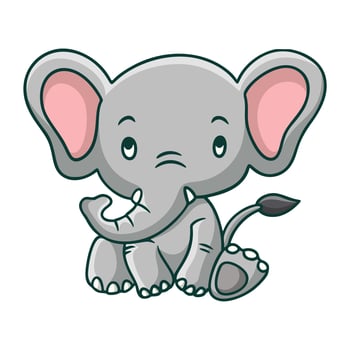 cartoon illustration sit elephant vector