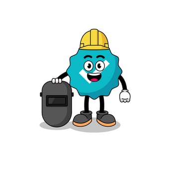 Mascot of verified sign as a welder vector
