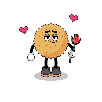 biscuit round mascot falling in love vector