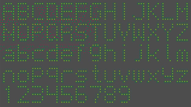 led dot matrix display alphabet vector