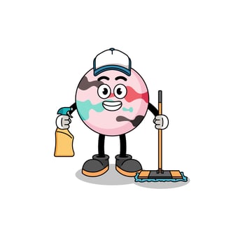 Character mascot of bath bomb as a cleaning services vector