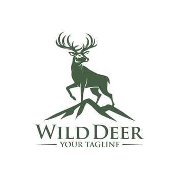 Vintage deer hunter logo design template vector
