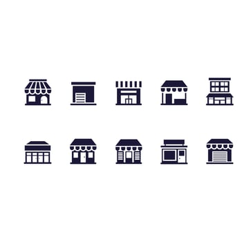 shop building icons vector design
