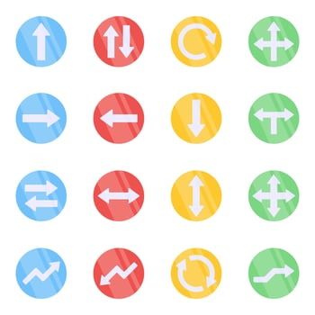 Pack of Directional and Navigational Arrows Flat Icons vector