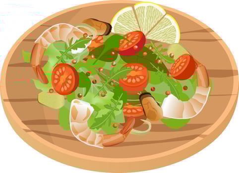 Seafood salad illustration vector