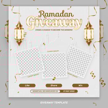 Ramadan giveaway social media template vector