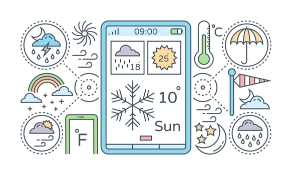 vector design of weather forecast app