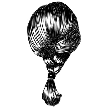 short hair braid illustration. vector