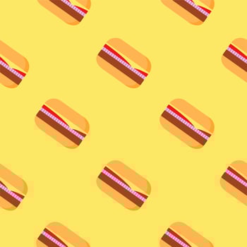 Hamburger seamless pattern. Burger flat design vector illustration