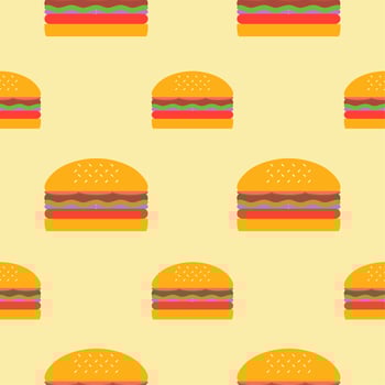 Hamburger seamless pattern. Burger flat design vector illustration