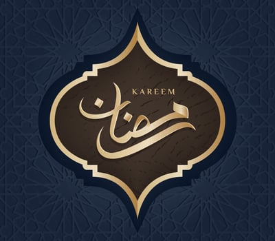 Ramadan Kareem islamic greeting with Arabic pattern background vector