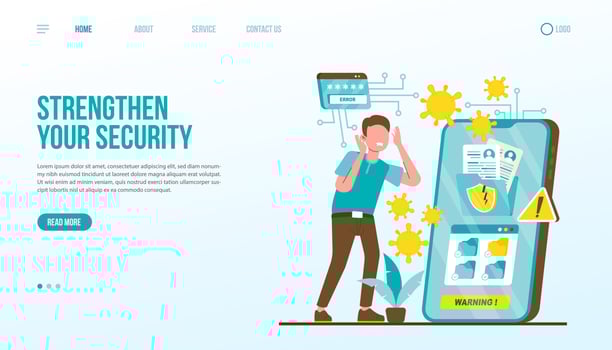 Strengthen Your Security Landing Page Template vector