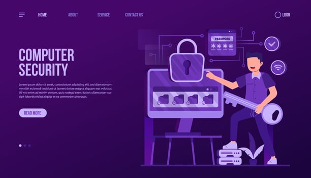Computer Security Landing Page Template vector