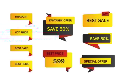 Vector stickers, price tag, banner, label. Coupon sale, offers and promotions vector   template. Shop price tag, retail, commerce, business