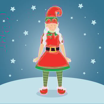 Isolated female elf winter cartoon with traditional clothes Vector