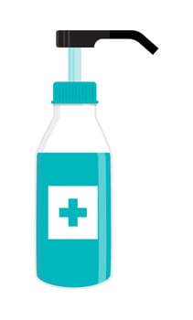 Spray bottle or liquid soap are shown. Disinfection vector. Body hygiene illustration. Hand sanitizer bottle or antiseptic gel are shown. Distinctive liquid for personal protective vector