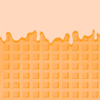 Melted butter cream glaze on the wafer. Vector illustration. Background.