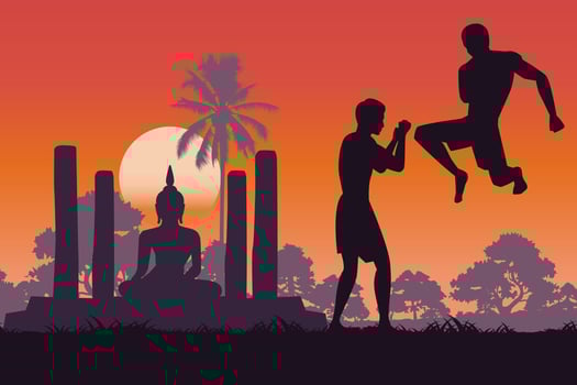 silhouette design of boxer are fighting vector