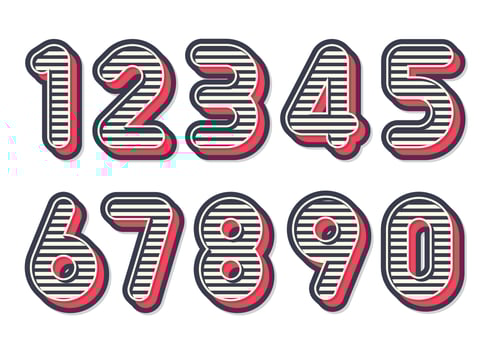 Numbers retro vintage style. Vector illustration