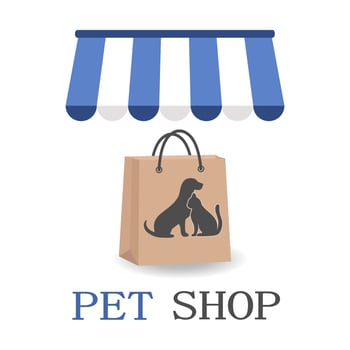 Pet Shop logo design template. Pack with a picture of a dog and a cat vector