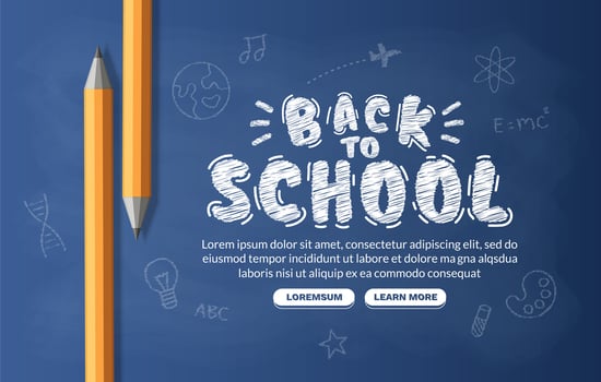 Welcome back to school background with pencils, Concept of education banner with back to School lettering design vector