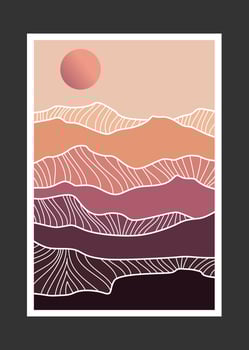 Abstract mountain painting, Abstract background, Premium Vector