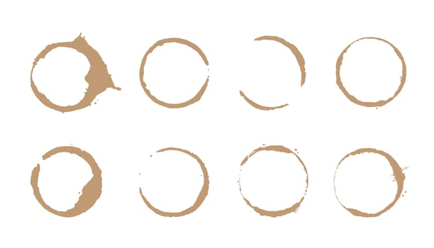Coffee stain ring set. Vector illustration.