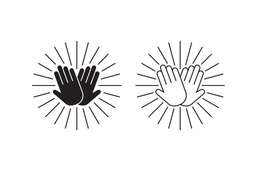 high five hand gesture with sunburst vector icon